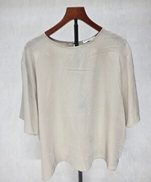 Vintage Jack MulQueen Silksational Blouse Womens 24 Ivory 80s Sheen Polyester‎